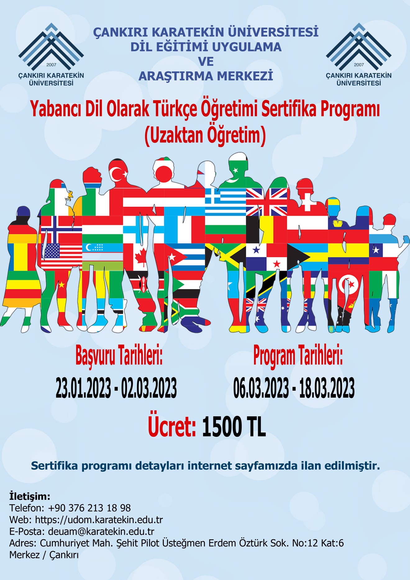 Çankırı Karatekin Üniversitesi Yabancı Dil Olarak Türkçe Öğretimi Sertifika Programı 